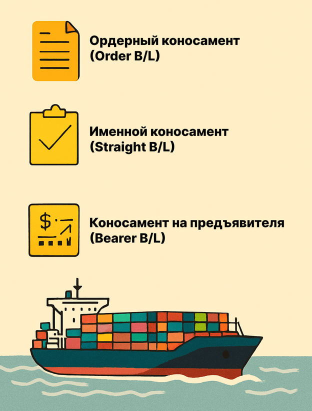 Инфографика: классификация коносаментов на ордерный, именной и на предъявителя